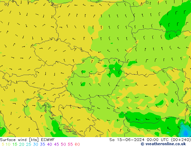 Vento 10 m ECMWF Sáb 15.06.2024 00 UTC