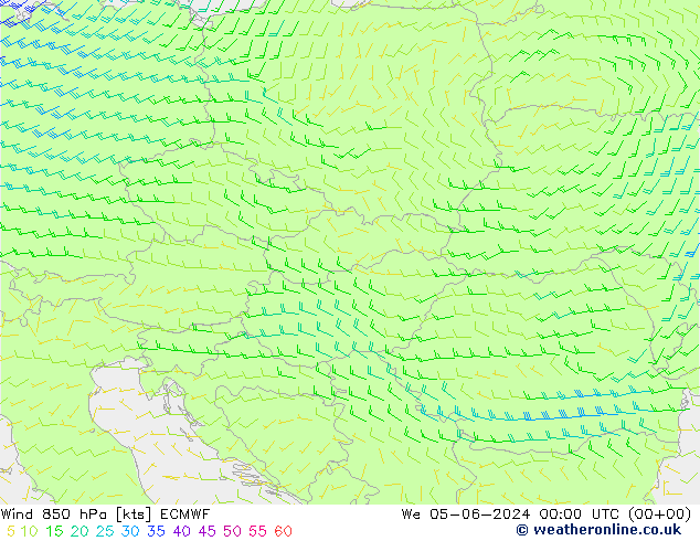 Wind 850 hPa ECMWF We 05.06.2024 00 UTC