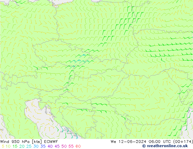 wiatr 950 hPa ECMWF śro. 12.06.2024 06 UTC