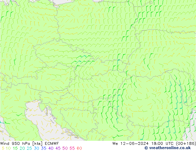 Wind 950 hPa ECMWF We 12.06.2024 18 UTC