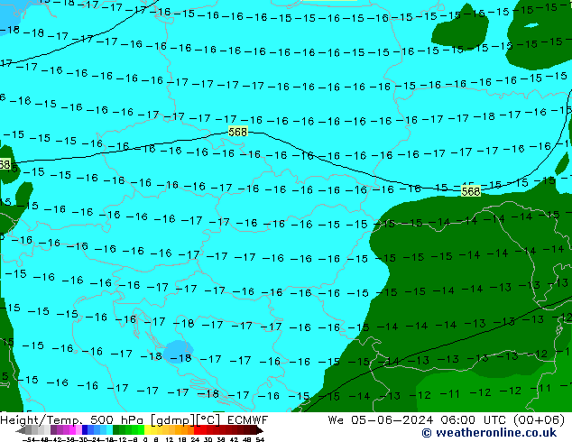 Z500/Yağmur (+YB)/Z850 ECMWF Çar 05.06.2024 06 UTC