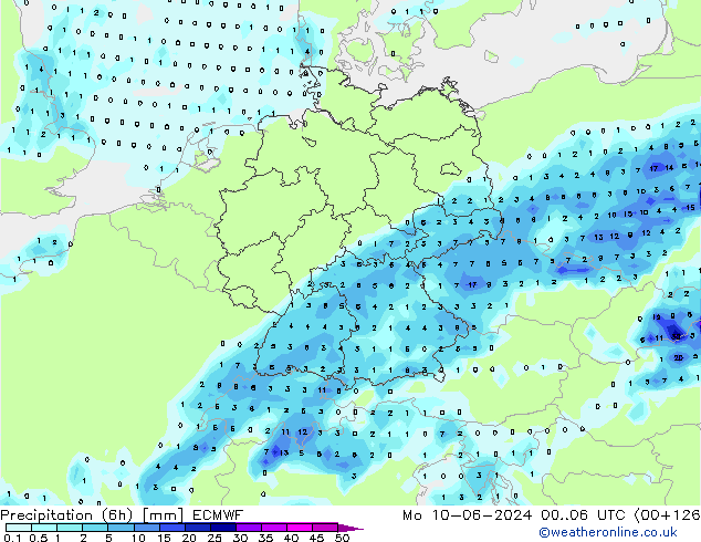 Z500/Regen(+SLP)/Z850 ECMWF ma 10.06.2024 06 UTC