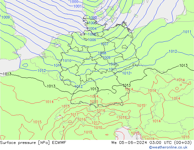 Bodendruck ECMWF Mi 05.06.2024 03 UTC