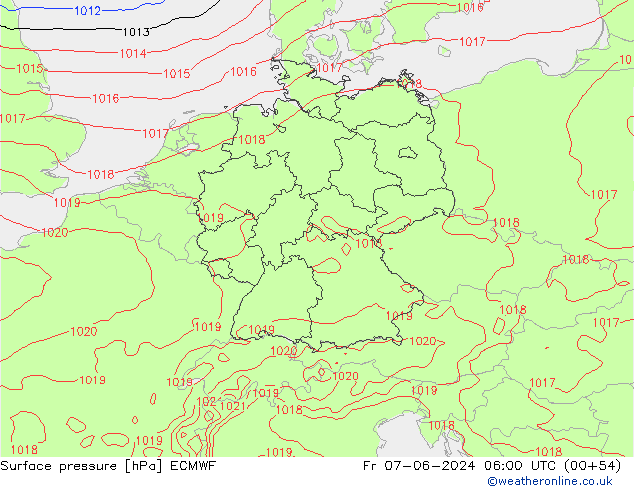 Yer basıncı ECMWF Cu 07.06.2024 06 UTC