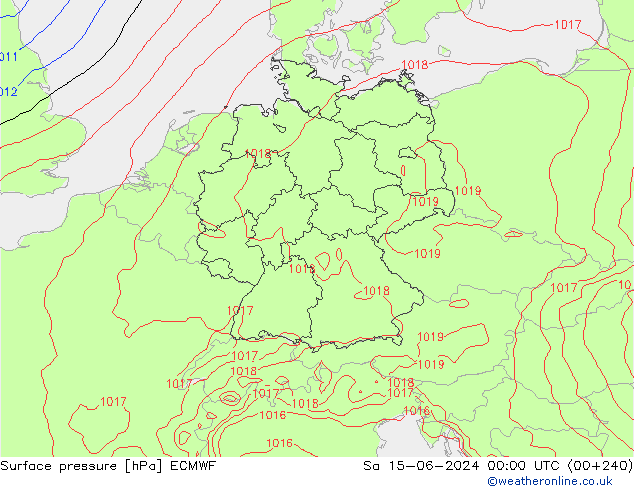 Bodendruck ECMWF Sa 15.06.2024 00 UTC