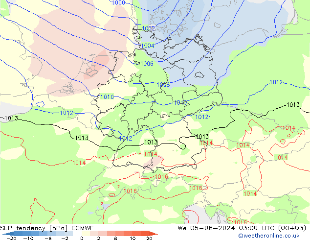 SLP tendency ECMWF We 05.06.2024 03 UTC