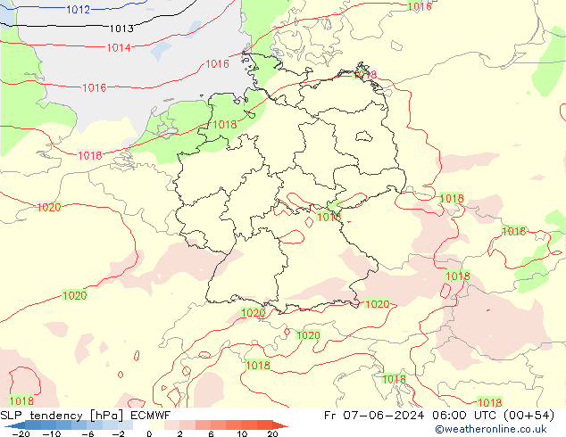 SLP tendency ECMWF Fr 07.06.2024 06 UTC