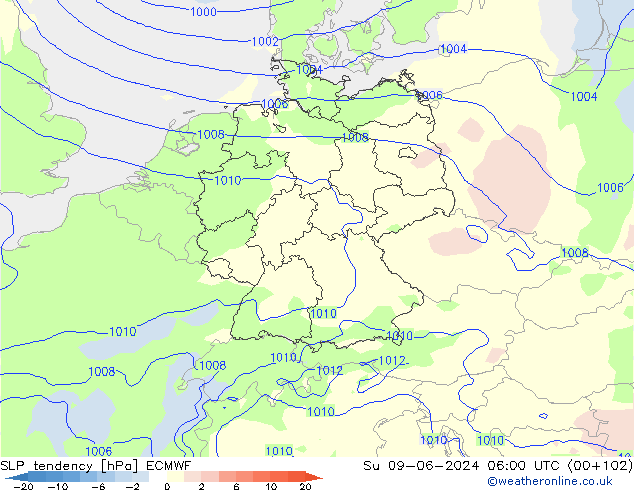 SLP tendency ECMWF Ne 09.06.2024 06 UTC