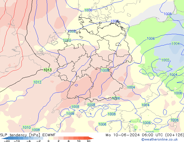 Druktendens (+/-) ECMWF ma 10.06.2024 06 UTC