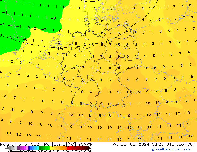 Z500/Rain (+SLP)/Z850 ECMWF We 05.06.2024 06 UTC