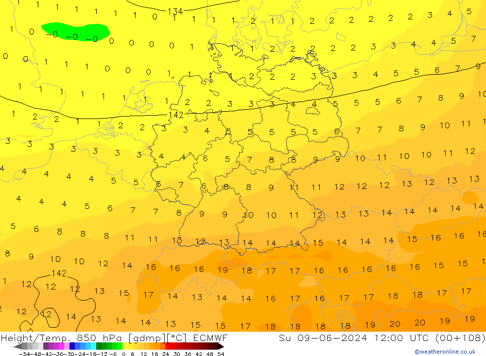 Z500/Rain (+SLP)/Z850 ECMWF Вс 09.06.2024 12 UTC