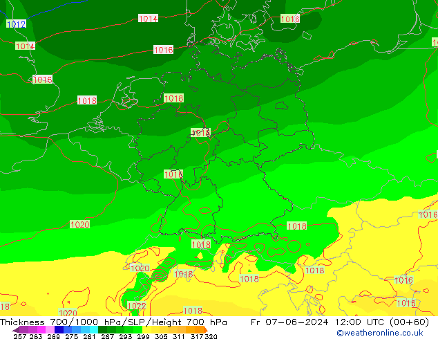 700-1000 hPa Kalınlığı ECMWF Cu 07.06.2024 12 UTC