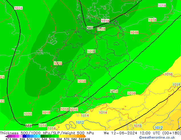 Thck 500-1000hPa ECMWF  12.06.2024 12 UTC