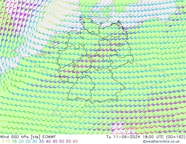 Wind 500 hPa ECMWF Di 11.06.2024 18 UTC