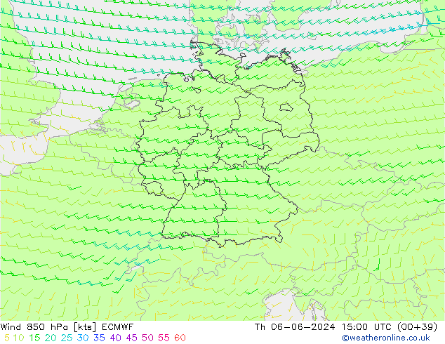 Vent 850 hPa ECMWF jeu 06.06.2024 15 UTC