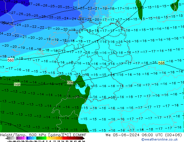 Z500/Rain (+SLP)/Z850 ECMWF We 05.06.2024 06 UTC