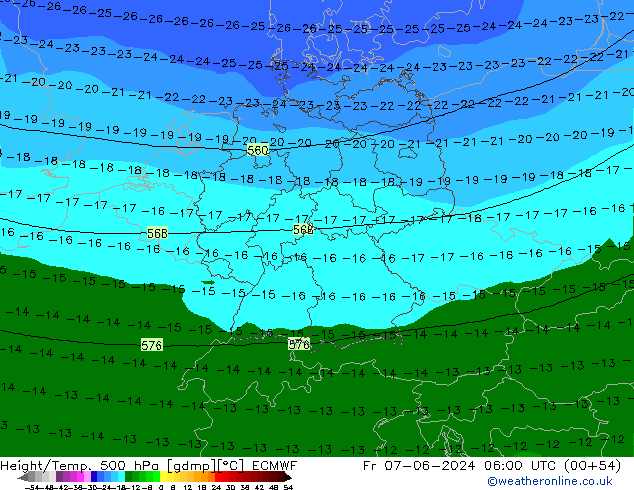 Z500/Rain (+SLP)/Z850 ECMWF Fr 07.06.2024 06 UTC