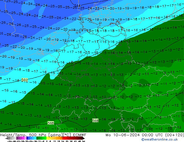 Z500/Rain (+SLP)/Z850 ECMWF Mo 10.06.2024 00 UTC