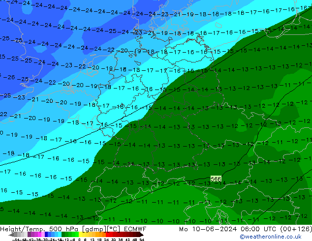 Z500/Regen(+SLP)/Z850 ECMWF ma 10.06.2024 06 UTC