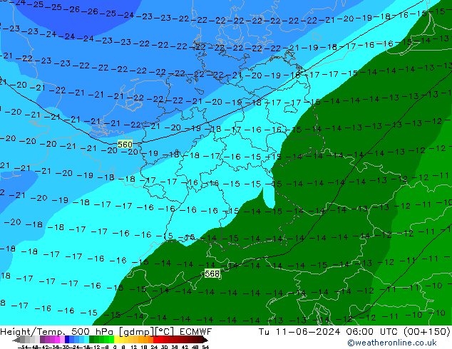 Z500/Rain (+SLP)/Z850 ECMWF Ter 11.06.2024 06 UTC