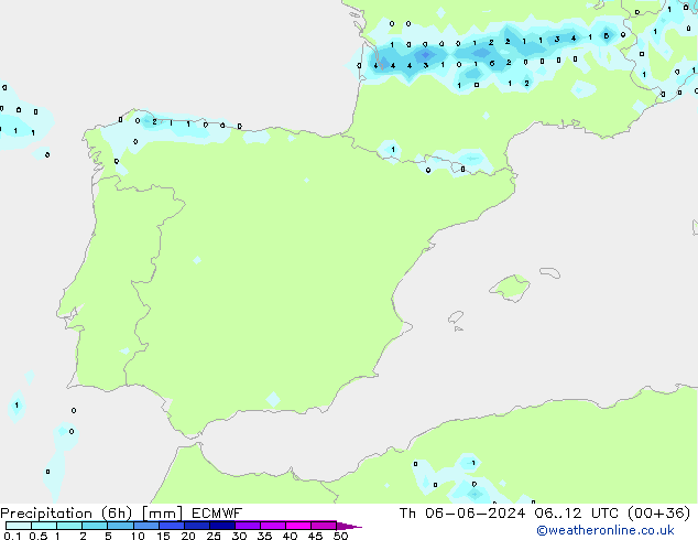 Z500/Rain (+SLP)/Z850 ECMWF Čt 06.06.2024 12 UTC