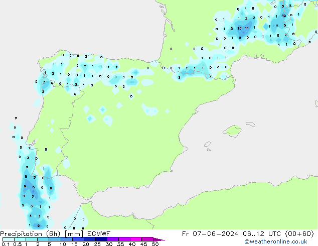 Z500/Rain (+SLP)/Z850 ECMWF vie 07.06.2024 12 UTC