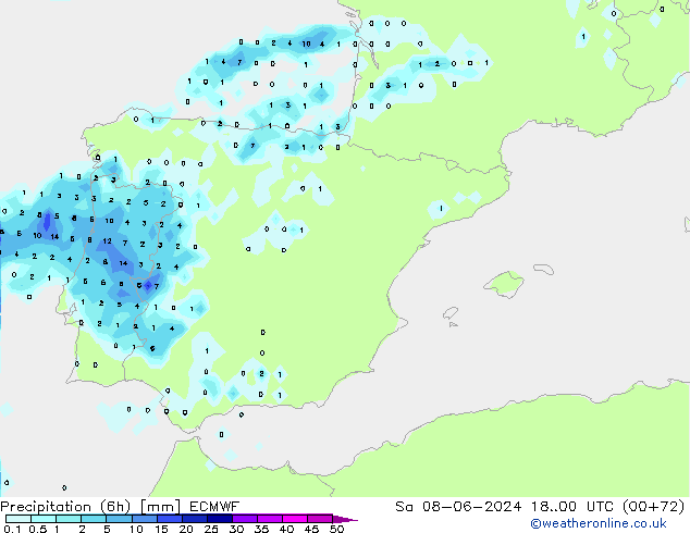 Z500/Rain (+SLP)/Z850 ECMWF Sáb 08.06.2024 00 UTC