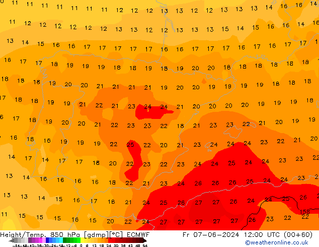 Z500/Rain (+SLP)/Z850 ECMWF vie 07.06.2024 12 UTC