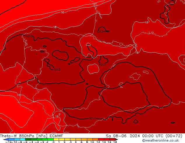 Theta-W 850hPa ECMWF sáb 08.06.2024 00 UTC