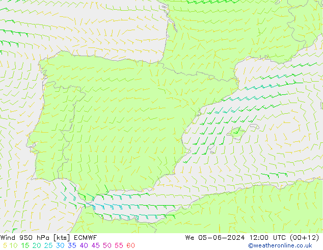 Wind 950 hPa ECMWF We 05.06.2024 12 UTC