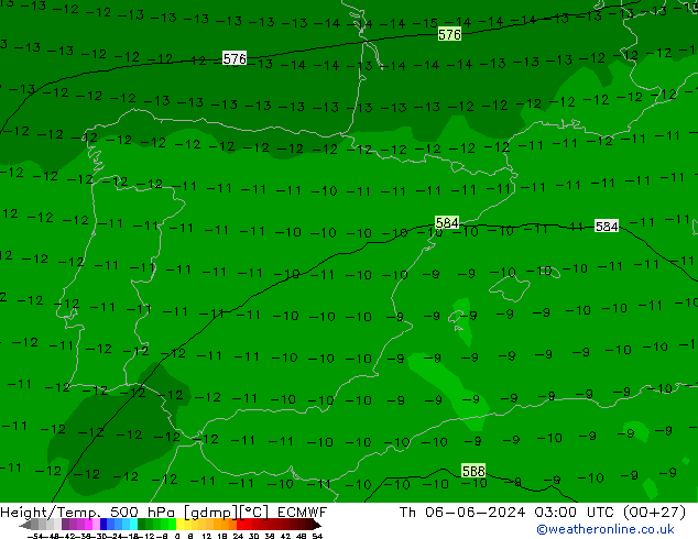 Yükseklik/Sıc. 500 hPa ECMWF Per 06.06.2024 03 UTC