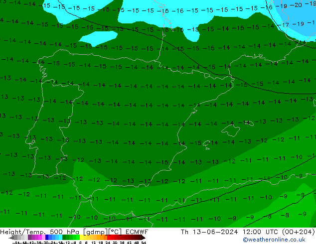 Z500/Rain (+SLP)/Z850 ECMWF Qui 13.06.2024 12 UTC