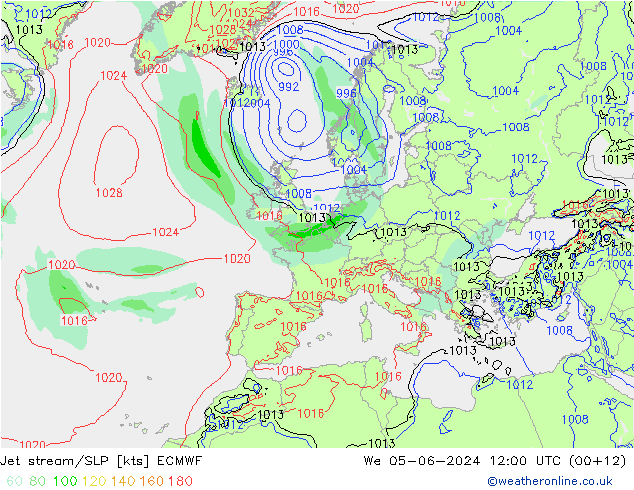 Corrente a getto ECMWF mer 05.06.2024 12 UTC