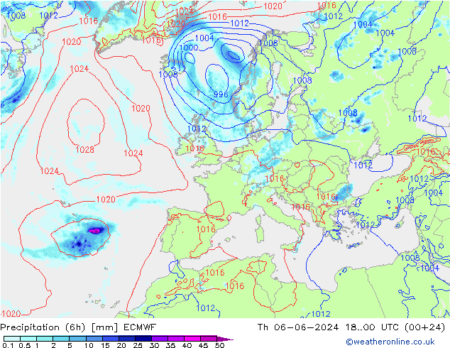 Z500/Rain (+SLP)/Z850 ECMWF Qui 06.06.2024 00 UTC