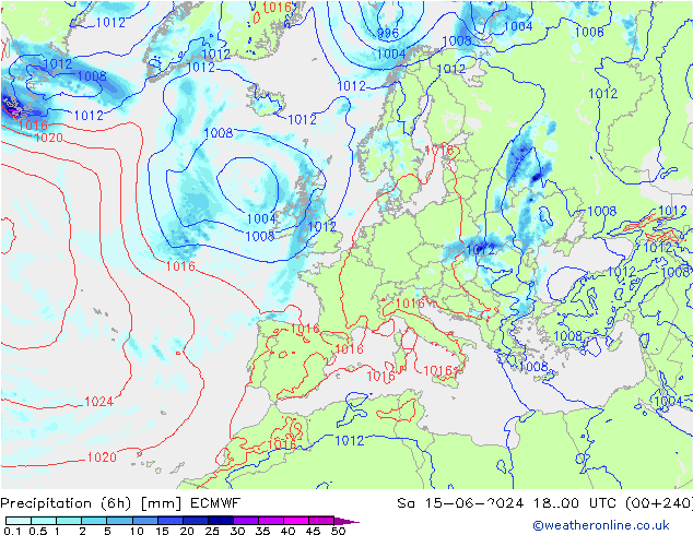 Z500/Yağmur (+YB)/Z850 ECMWF Cts 15.06.2024 00 UTC