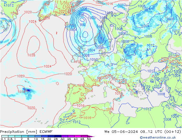 Srážky ECMWF St 05.06.2024 12 UTC