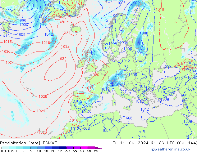 осадки ECMWF вт 11.06.2024 00 UTC