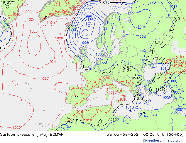 地面气压 ECMWF 星期三 05.06.2024 00 UTC