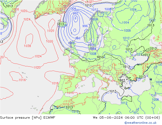 pression de l'air ECMWF mer 05.06.2024 06 UTC