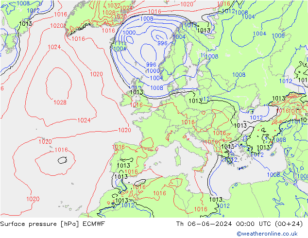 ciśnienie ECMWF czw. 06.06.2024 00 UTC