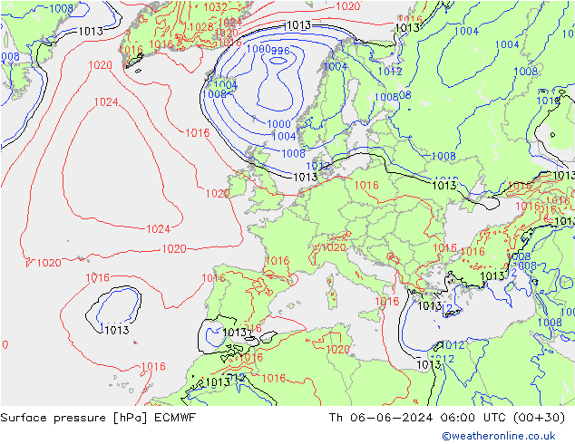 pression de l'air ECMWF jeu 06.06.2024 06 UTC