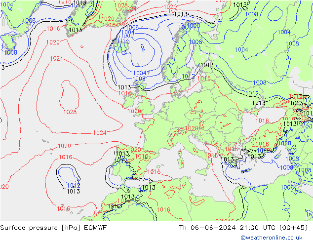 Bodendruck ECMWF Do 06.06.2024 21 UTC