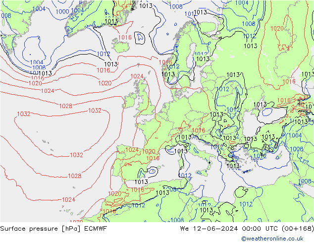 приземное давление ECMWF ср 12.06.2024 00 UTC