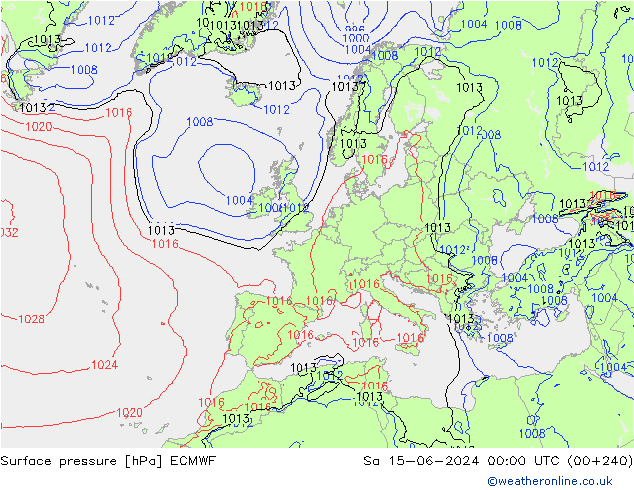 приземное давление ECMWF сб 15.06.2024 00 UTC