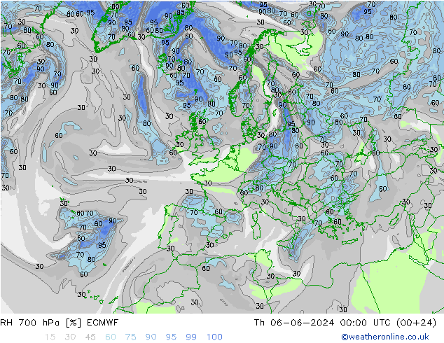 RH 700 hPa ECMWF Qui 06.06.2024 00 UTC