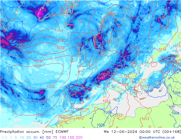 Precipitation accum. ECMWF ср 12.06.2024 00 UTC