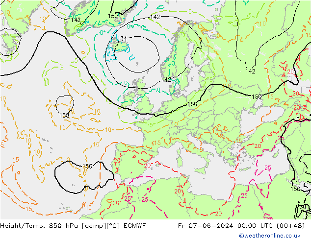 Z500/Yağmur (+YB)/Z850 ECMWF Cu 07.06.2024 00 UTC