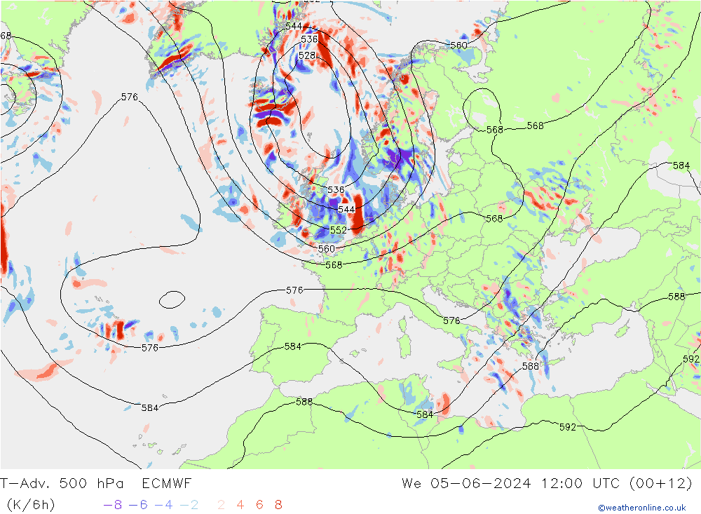 T-Adv. 500 hPa ECMWF We 05.06.2024 12 UTC