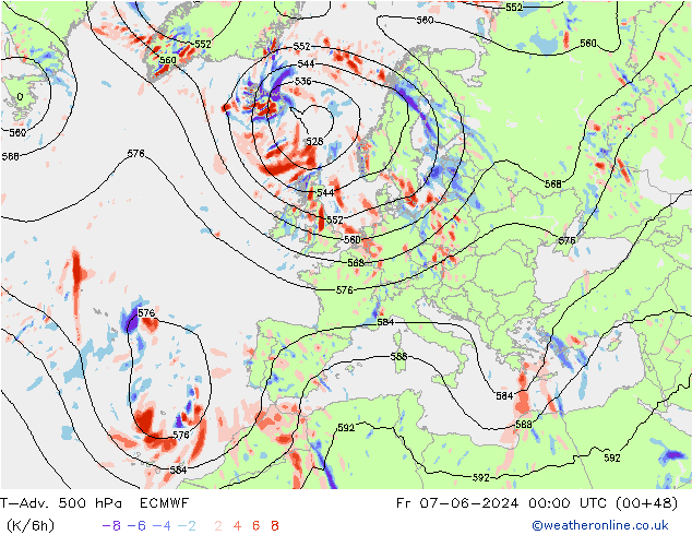 T-Adv. 500 hPa ECMWF Cu 07.06.2024 00 UTC