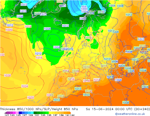 Thck 850-1000 hPa ECMWF Sa 15.06.2024 00 UTC